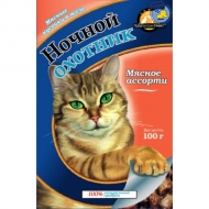 Ночной охотник пауч д/кошек мясное ассорти 100г 1/21